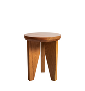 Tres End Table in beautiful white oak finish, featuring three asymmetrical legs, perfect for small spaces